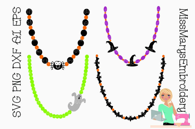 Halloween Necklaces SVG MissMarysEmbroidery