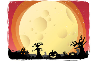 Halloween night background, pumpkins, and dark Silhouette trees with a spooky fall moon. vector illustration. SVG naemmiah021 