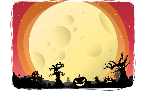 Halloween night background, pumpkins, and dark Silhouette trees with a spooky fall moon. vector illustration. SVG naemmiah021 