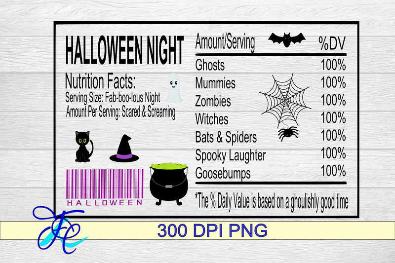 Halloween Night Nutrition Label SVG Family Creations 