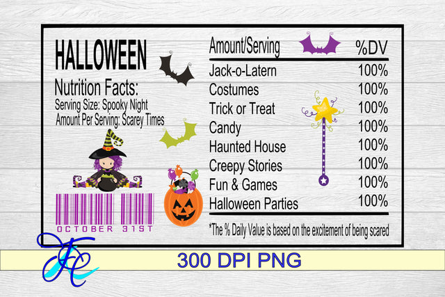 Halloween Nutrition Label SVG Family Creations 