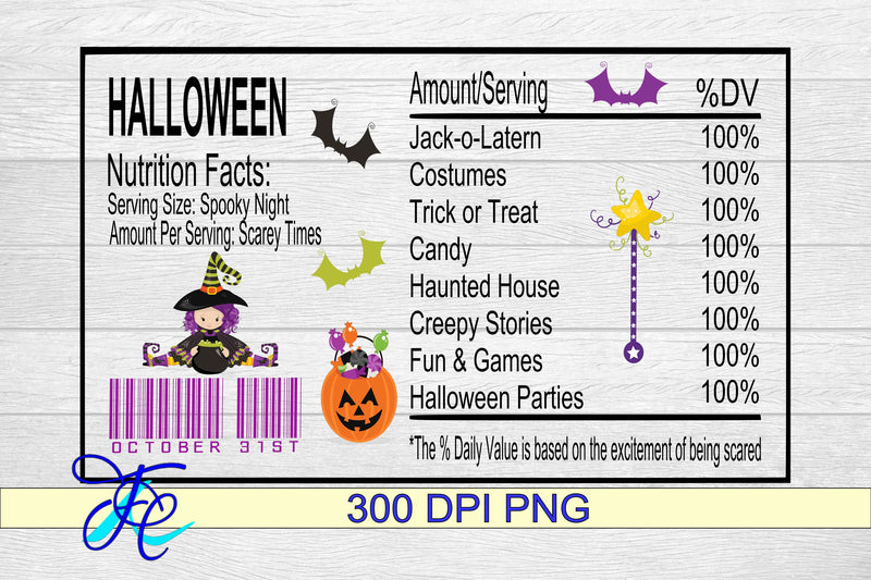Halloween Nutrition Label SVG Family Creations 