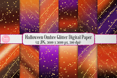 Halloween Ombre Glitter Digital Papers Backgrounds Digital Pattern SineDigitalDesign 