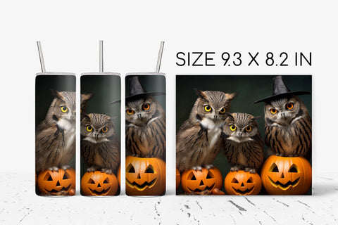 Halloween Owl Tumbler Wrap Sublimation Design PNG Sublimation OrangeBrushStudio 