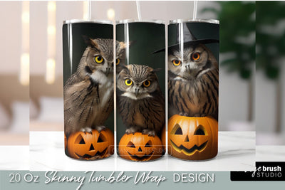 Halloween Owl Tumbler Wrap Sublimation Design PNG Sublimation OrangeBrushStudio 