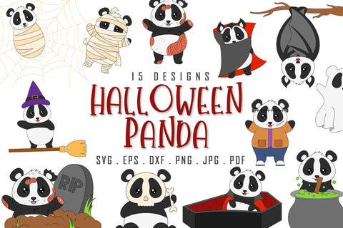 Halloween Panda Clipart Bundle SVG dapiyupi store 