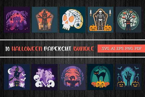 Halloween Paper Cut Bundle - 3D Layered SVG SVG Slim Studio 