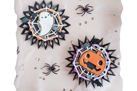 Halloween Paper Rosette SVG template, Halloween paper decor 3D Paper CutePicturesStudio 