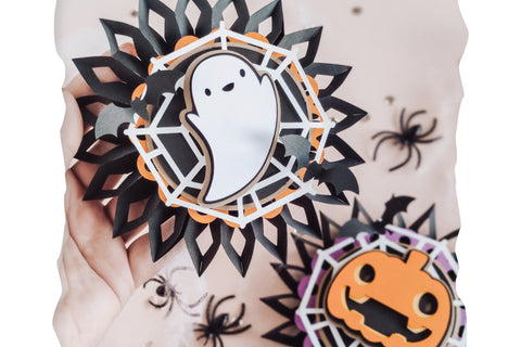 Halloween Paper Rosette SVG template, Halloween paper decor 3D Paper CutePicturesStudio 