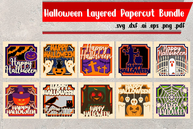 Halloween Papercut Layered Bundle SVG zafrans studio 