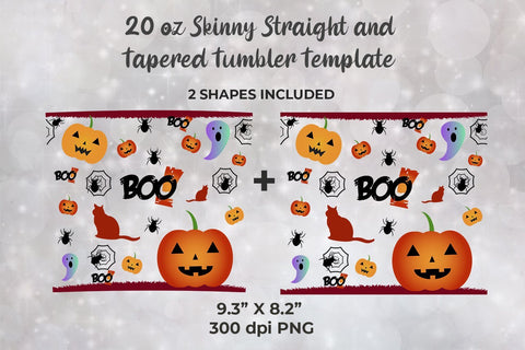Halloween Pattern 20 oz Skinny Tumbler Wrap Template for sublimation Sublimation Sublimatiz Designs 