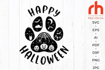 Halloween paw svg - Happy Halloween svg - Halloween decor svg - Halloween party svg SVG RedHelgaArt 