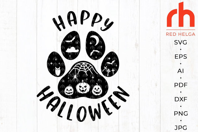 Halloween paw svg - Happy Halloween svg - Halloween decor svg - Halloween party svg SVG RedHelgaArt 
