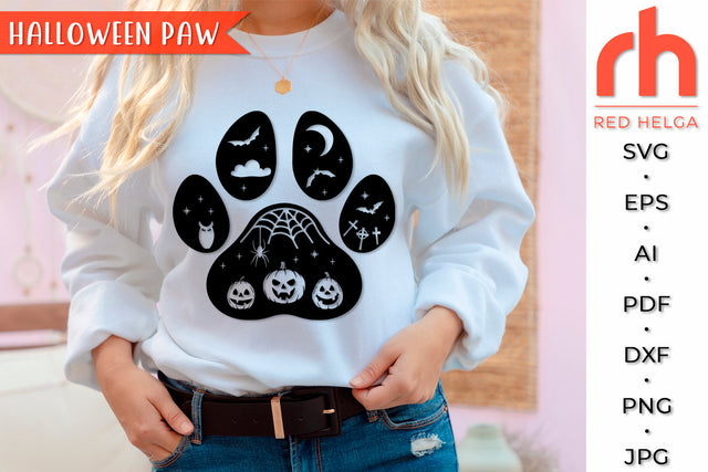 Halloween Paw SVG - Spooky Season Cut File SVG RedHelgaArt 