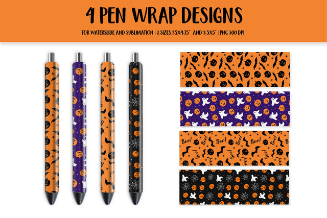 Halloween Pen Wrap Designs Bundle. Spooky Pen Wraps Sublimation LaBelezoka 