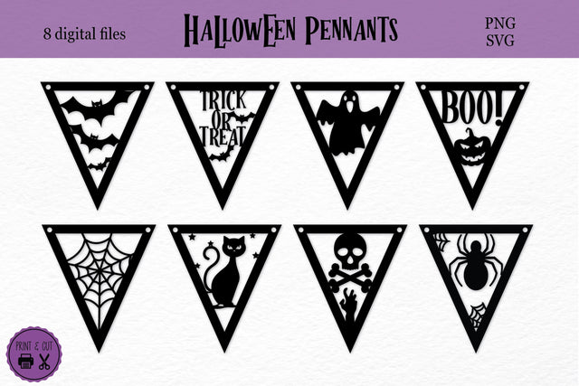 Halloween pennant set SVG & PNG | Halloween Decoration Banner | Halloween bunting SVG ElenDesigns 