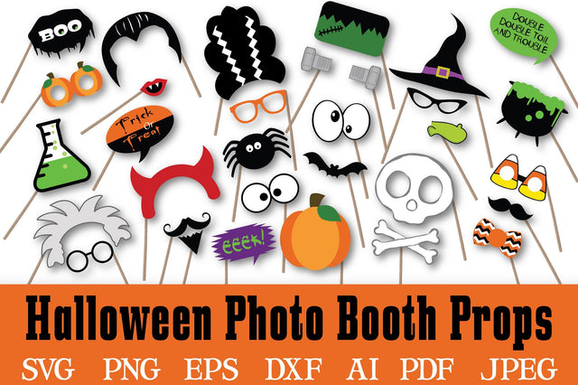 Halloween Photo Booth Props SVG Cut File Bundle SVG Old Market