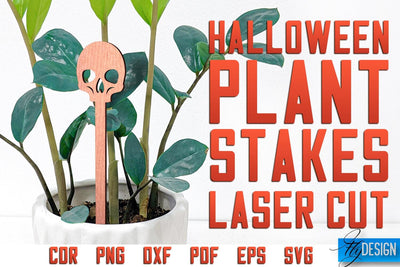 Halloween Plant Stakes Laser Cut SVG | Laser Spooky Stakes SVG Design | CNC Files SVG Fly Design 