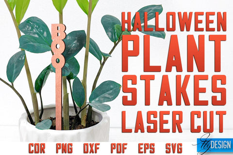 Halloween Plant Stakes Laser Cut SVG | Laser Spooky Stakes SVG Design | CNC Files SVG Fly Design 