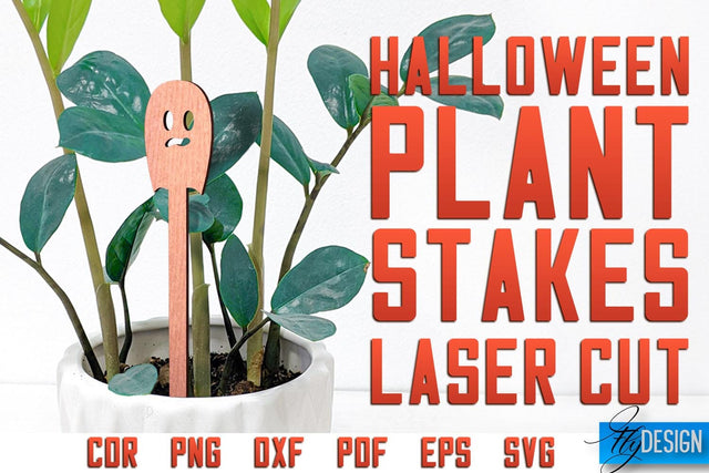 Halloween Plant Stakes Laser Cut SVG | Laser Spooky Stakes SVG Design | CNC Files SVG Fly Design 
