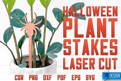 Halloween Plant Stakes Laser Cut SVG | Laser Spooky Stakes SVG Design | CNC Files SVG Fly Design 