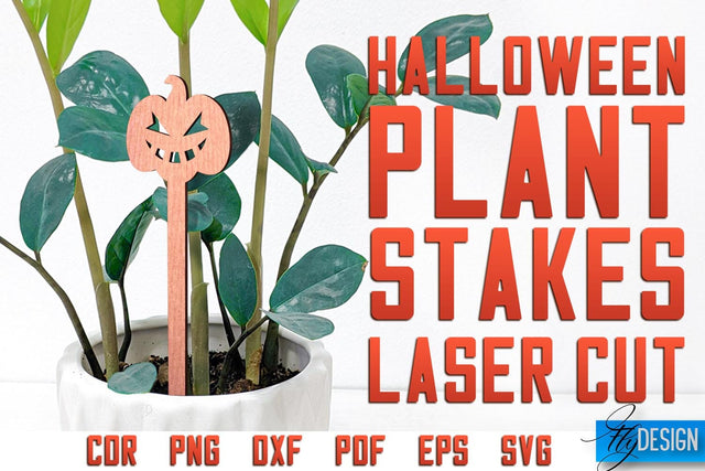 Halloween Plant Stakes Laser Cut SVG | Laser Spooky Stakes SVG Design | CNC Files SVG Fly Design 