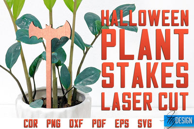 Halloween Plant Stakes Laser Cut SVG | Laser Spooky Stakes SVG Design | CNC Files SVG Fly Design 