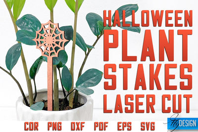 Halloween Plant Stakes Laser Cut SVG | Laser Spooky Stakes SVG Design | CNC Files SVG Fly Design 