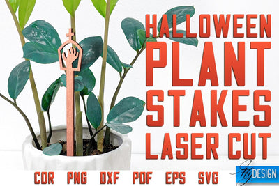Halloween Plant Stakes Laser Cut SVG | Laser Spooky Stakes SVG Design | CNC Files SVG Fly Design 