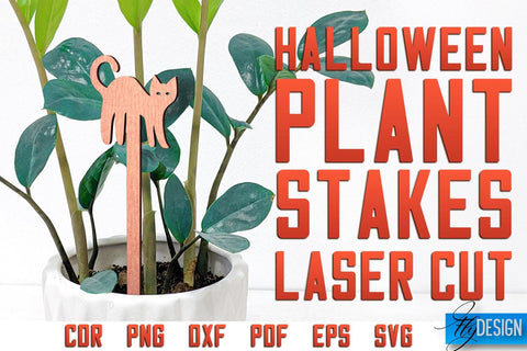 Halloween Plant Stakes Laser Cut SVG | Laser Spooky Stakes SVG Design | CNC Files SVG Fly Design 