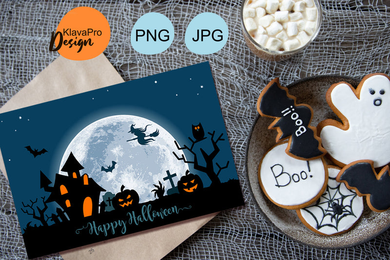 Halloween PNG design for postcard or poster Sublimation Klava P 