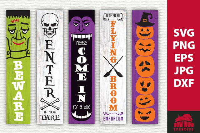 Halloween Porch Sign Bundle #2 | SVG EPS JPG PNG DXF SVG Bow Wow Creative