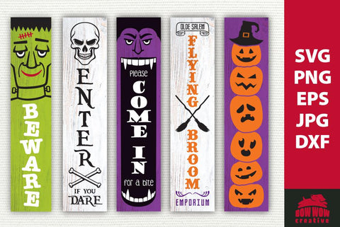 Halloween Porch Sign Bundle #2 | SVG EPS JPG PNG DXF SVG Bow Wow Creative 