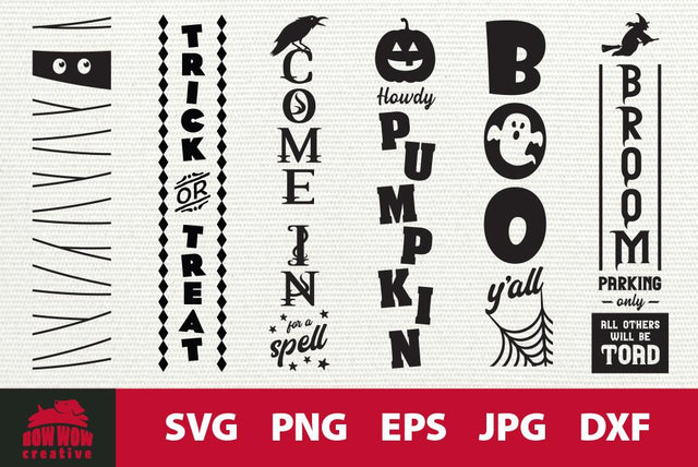 Halloween Porch Sign Bundle | SVG EPS JPG PNG DXF SVG Bow Wow Creative
