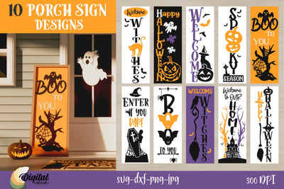 Halloween Porch Sign | Scary Halloween Design with Monsters&Pumpkins SVG Evgenyia Guschina 