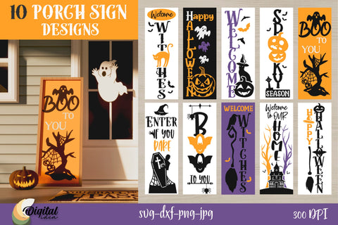 Halloween Porch Sign | Scary Halloween Design with Monsters&Pumpkins SVG Evgenyia Guschina 