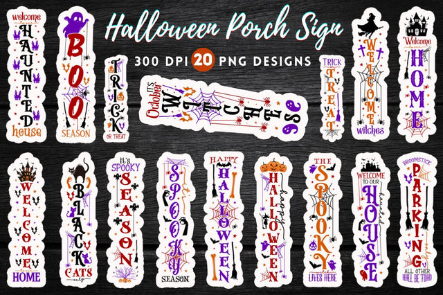 Halloween Porch Sign Stickers Bundle Sublimation Regulrcrative 