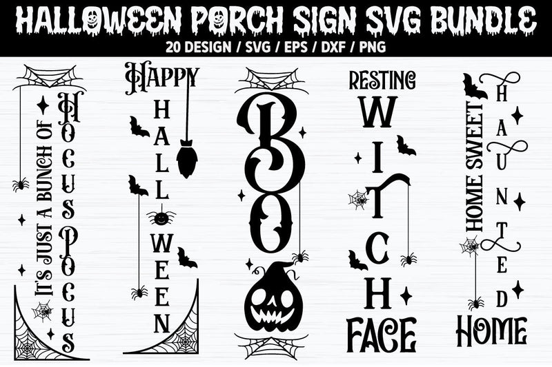 Halloween Porch Sign SVG Bundle Cut File - So Fontsy