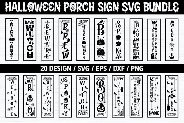 Halloween Porch Sign SVG Bundle Cut File SVG akazaddesign 