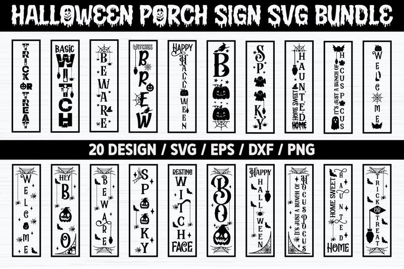 Halloween Porch Sign SVG Bundle Cut File - So Fontsy