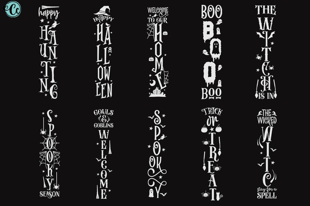 Halloween Porch Sign SVG Bundle, Door sign bundle - So Fontsy