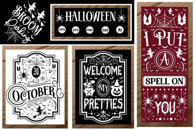 Halloween Porch Sign SVG Bundle/Halloween Round Sign SVG SVGs,Quotes and Sayings,Food & Drink,On Sale, Print & Cut SVG DesignPlante 503 