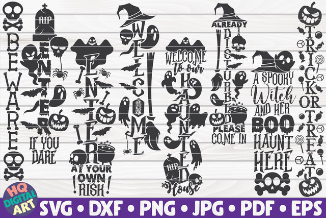 Halloween Porch Signs SVG Bundle | 8 Vertical designs SVG HQDigitalArt 