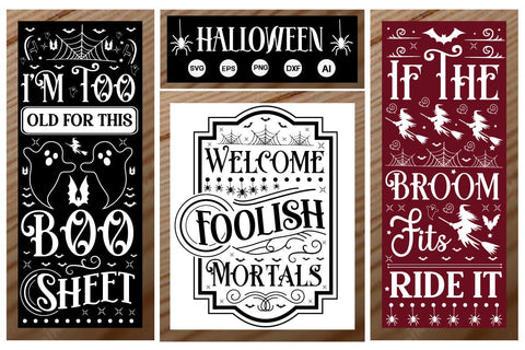 Halloween Porch Signs SVG Bundle Porch Sign SVG SVGs,Quotes and Sayings,Food & Drink,On Sale, Print & Cut SVG DesignPlante 503 