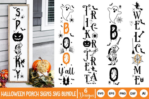 Halloween Porch Signs SVG Bundle SVGs,Quotes and Sayings,Food & Drink,On Sale, Print & Cut SVG DesignPlante 503 