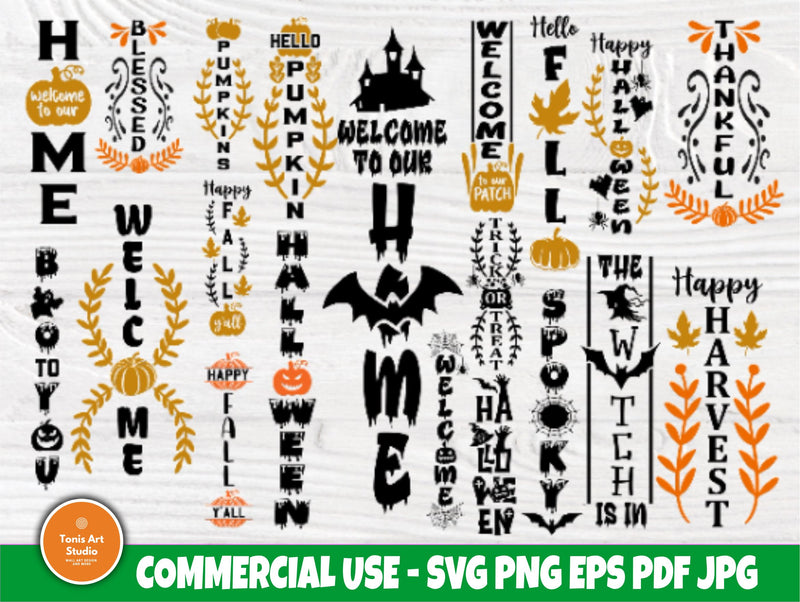 Halloween Porch SVG Bundle, Fall Porch Sign Svg SVG TonisArtStudio 