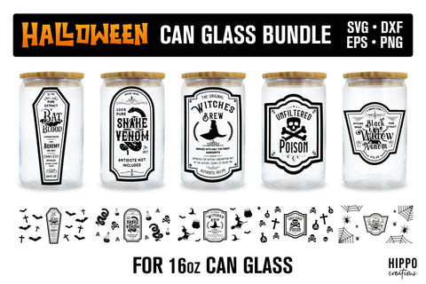 Halloween Potion Label Can Glass Wrap Bundle SVG Hippo Creations 