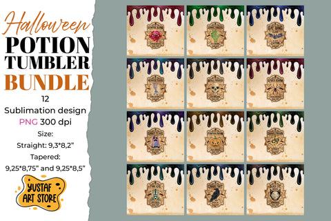 Halloween potion label tumbler sublimation Bundle. 12 design Sublimation Yustaf Art Store 