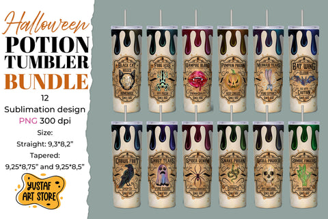 Halloween potion label tumbler sublimation Bundle. 12 design Sublimation Yustaf Art Store 