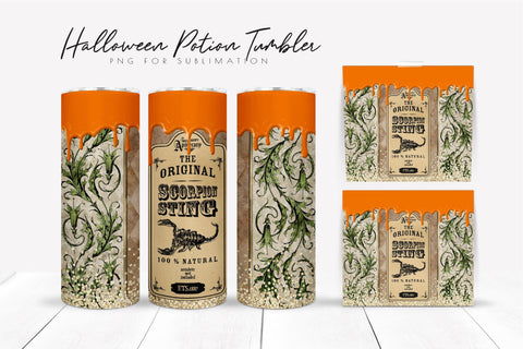 Halloween Potion Label Tumbler Wrap Witch Apothecary Potion SVG OrangeBrushStudio 